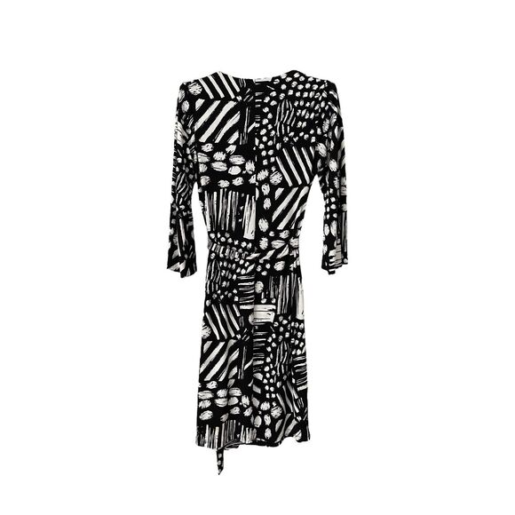 Vicky Tiel Black And White‎ Abstract Art Print Dress Size Small - Picture 2 of 5